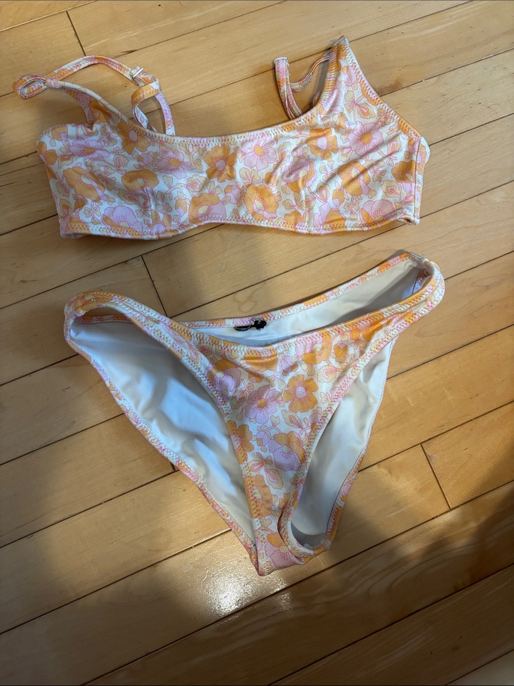 triangl swimwear Floral Bikini Set in Peach and Pink